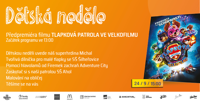 Dětská neděle s filmem Tlapková patrola ve velkofilmu