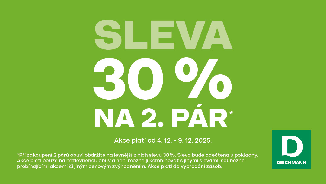 sleva 30 % na 2. pár obuvi