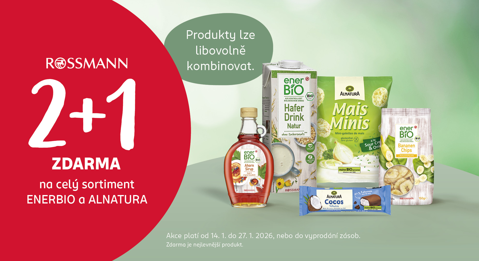 2 + 1 zdarma na sortiment enerbio a alnatura