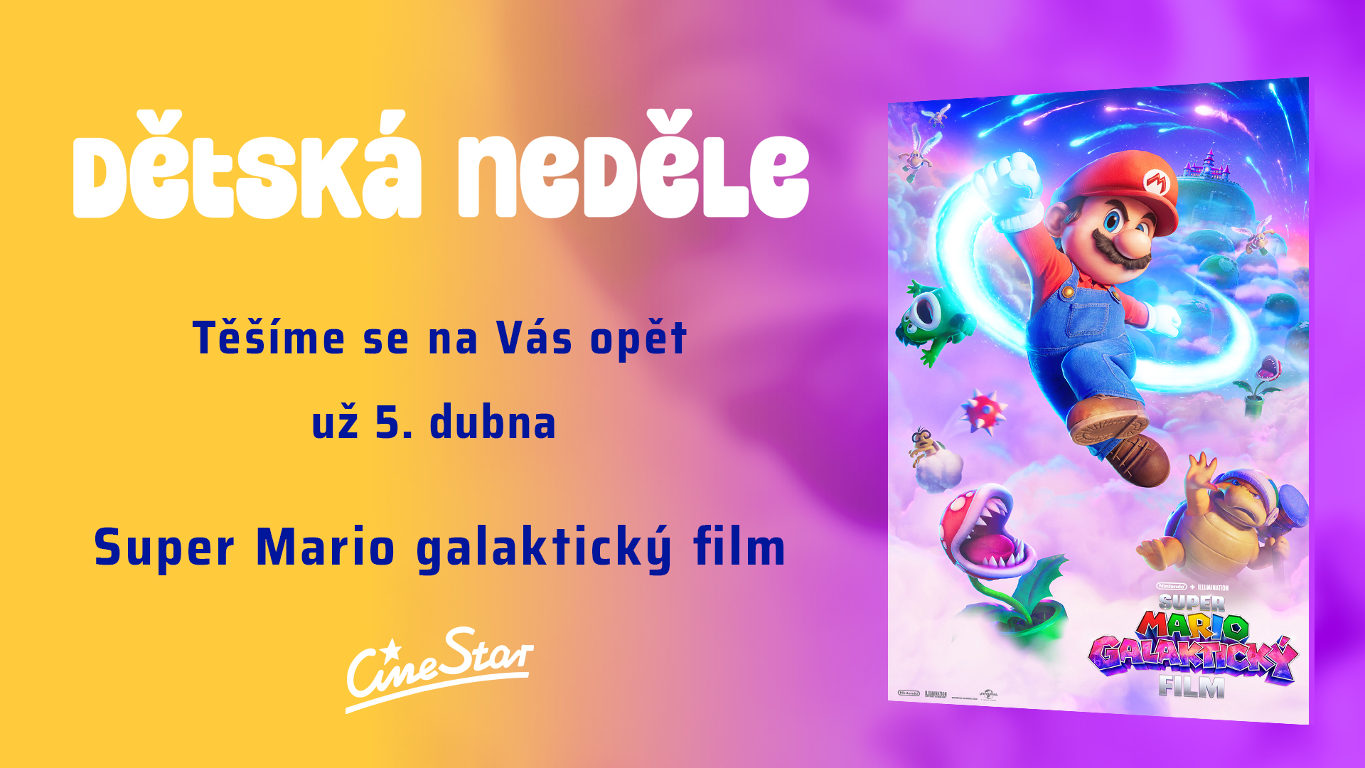 dětská neděle s filmem super mario galaktický film