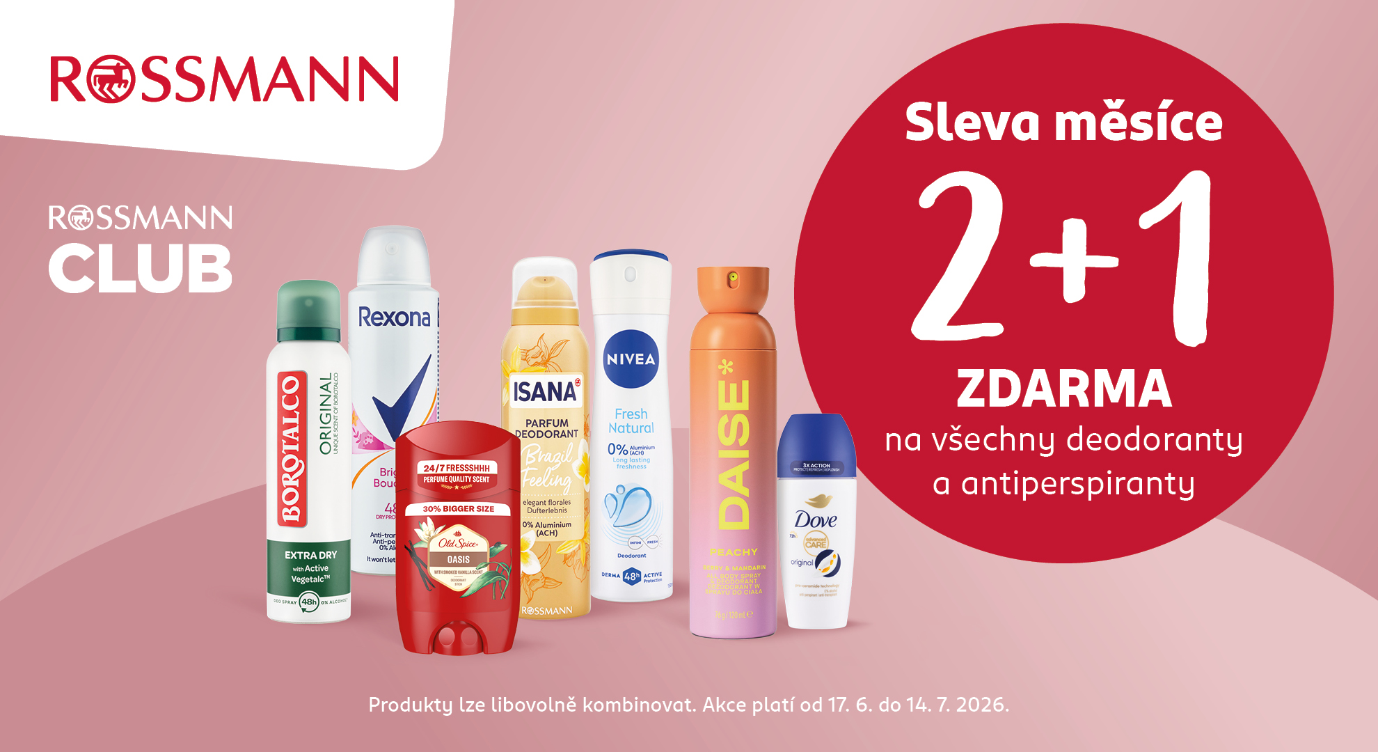 2 + 1 zdarma na deodoranty a antiperspiranty