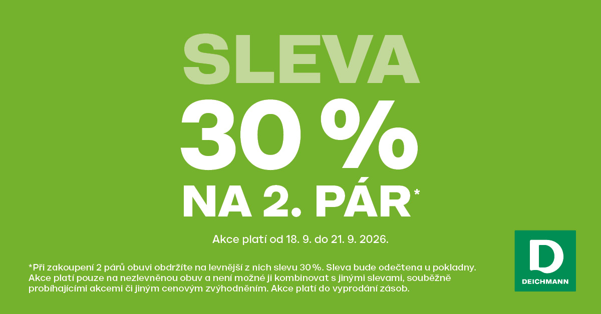 sleva 30 % na 2. pár obuvi